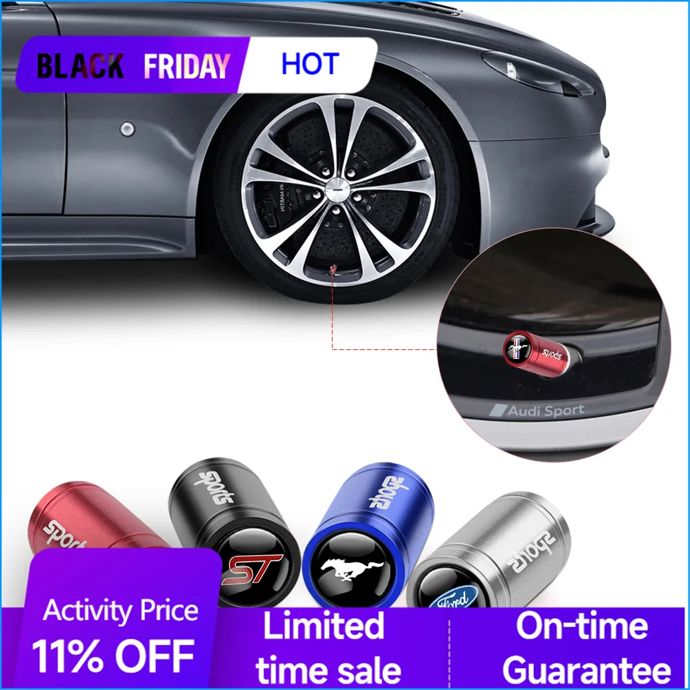 4PCS Auto Badge Wheel Valve Caps Tyre Stem Air Dust-proof Covers Decor For Ford Focus MK2 ST Mustang Fiesta Mondeo Galaxy Falcon