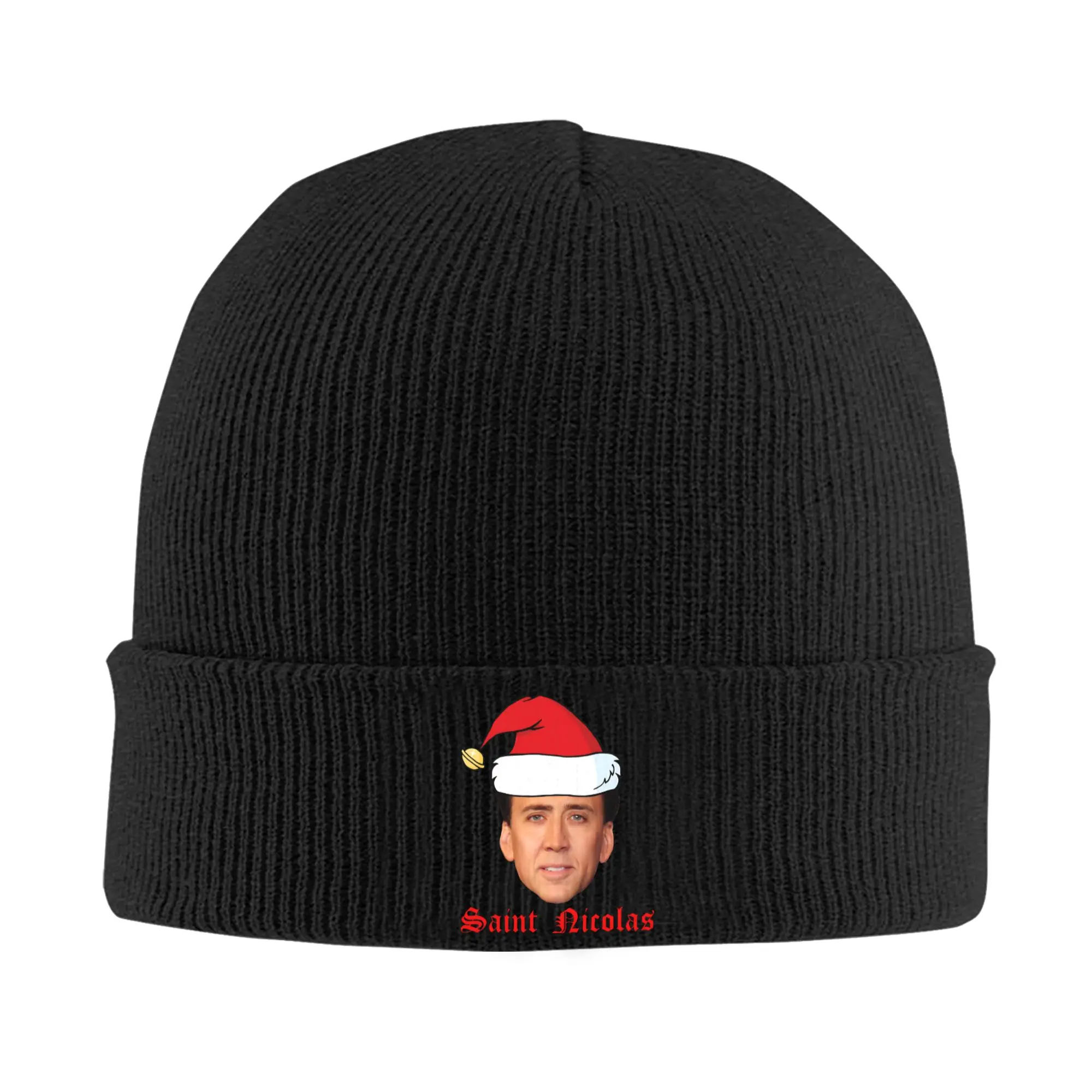 Saint Nicolas Cage Christmas Knitted Caps Women's Men's Beanie Winter Hat Acrylic  Warm Caps