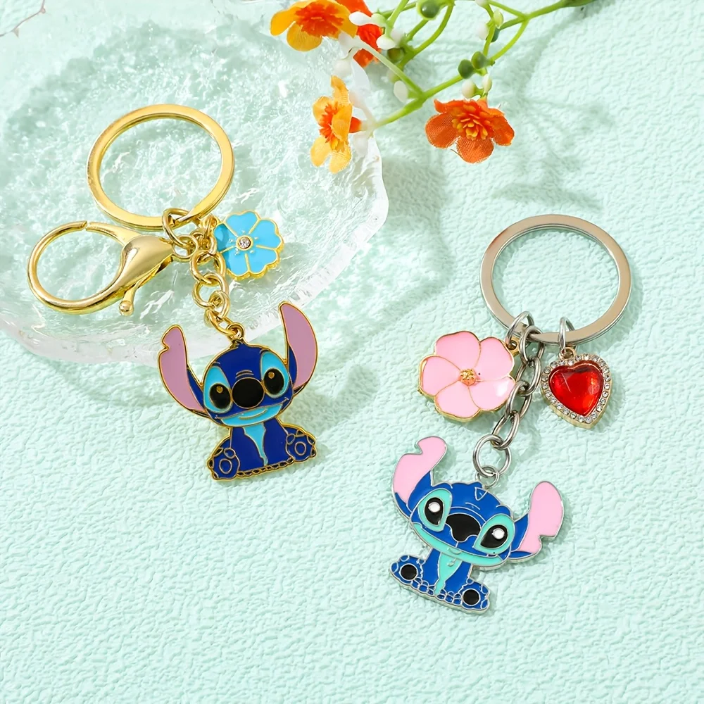 1pc Disney Stitch Keychain, Metal Backpack Pendant, Birthday Gift, Luggage Accessories, Cute Cartoon Car Key Pendant