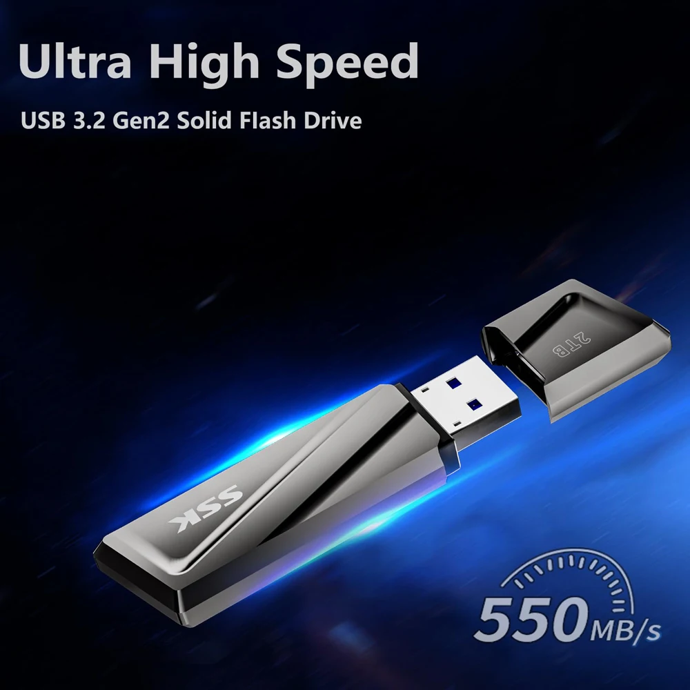 SSK USB Flash Drive Usb Stick 550MB/s Externel Solid State Drive Portable Mini Flash Pen Drive Memory Stickfor MacBook/Laptop