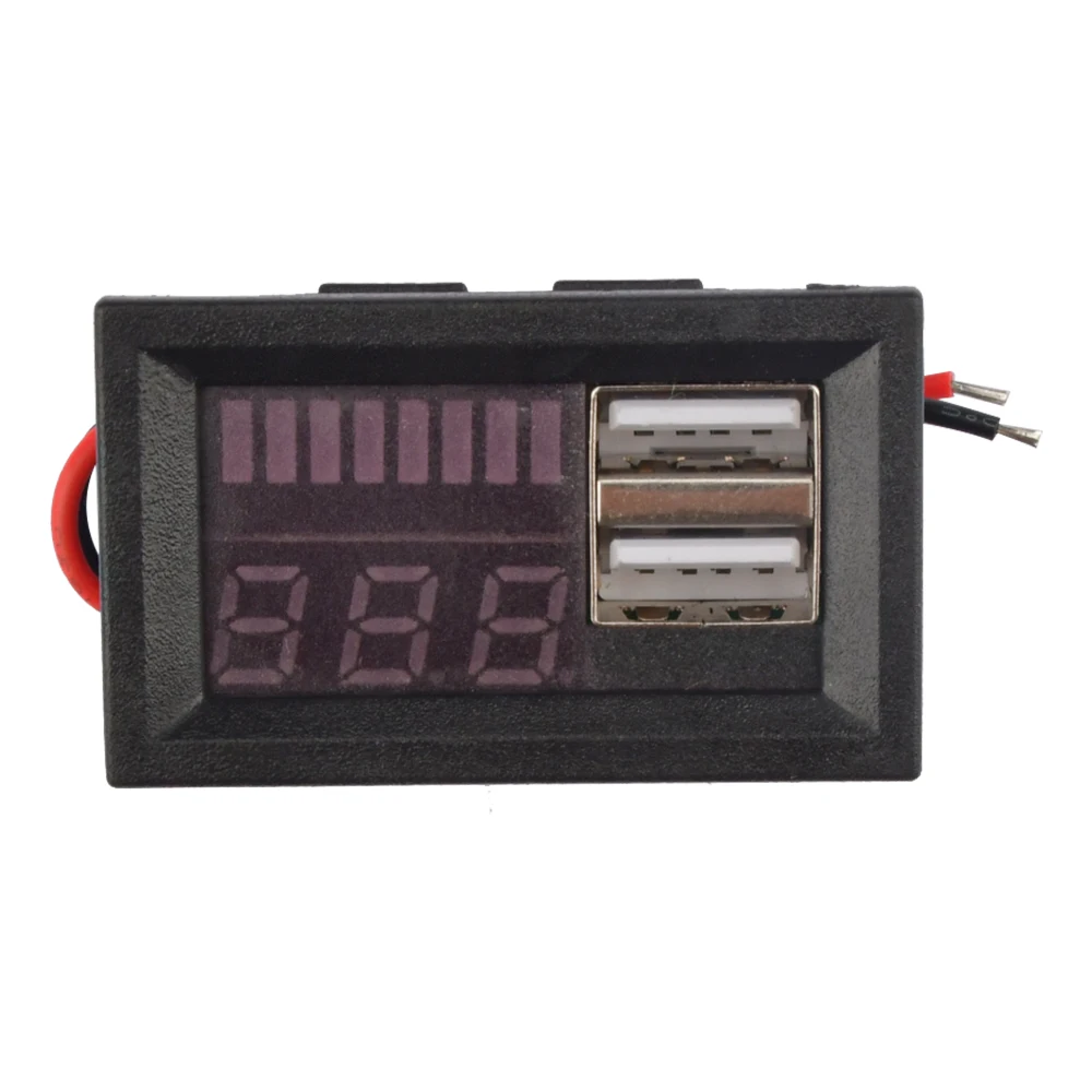 Lítio Bateria Capacidade Indicador, Voltímetro Carro, Painel Medidor de Tensão, Tester Poder, Li-ion, Chumbo Ácido, Display LED, USB, 5V, 2A, 4S, 12V