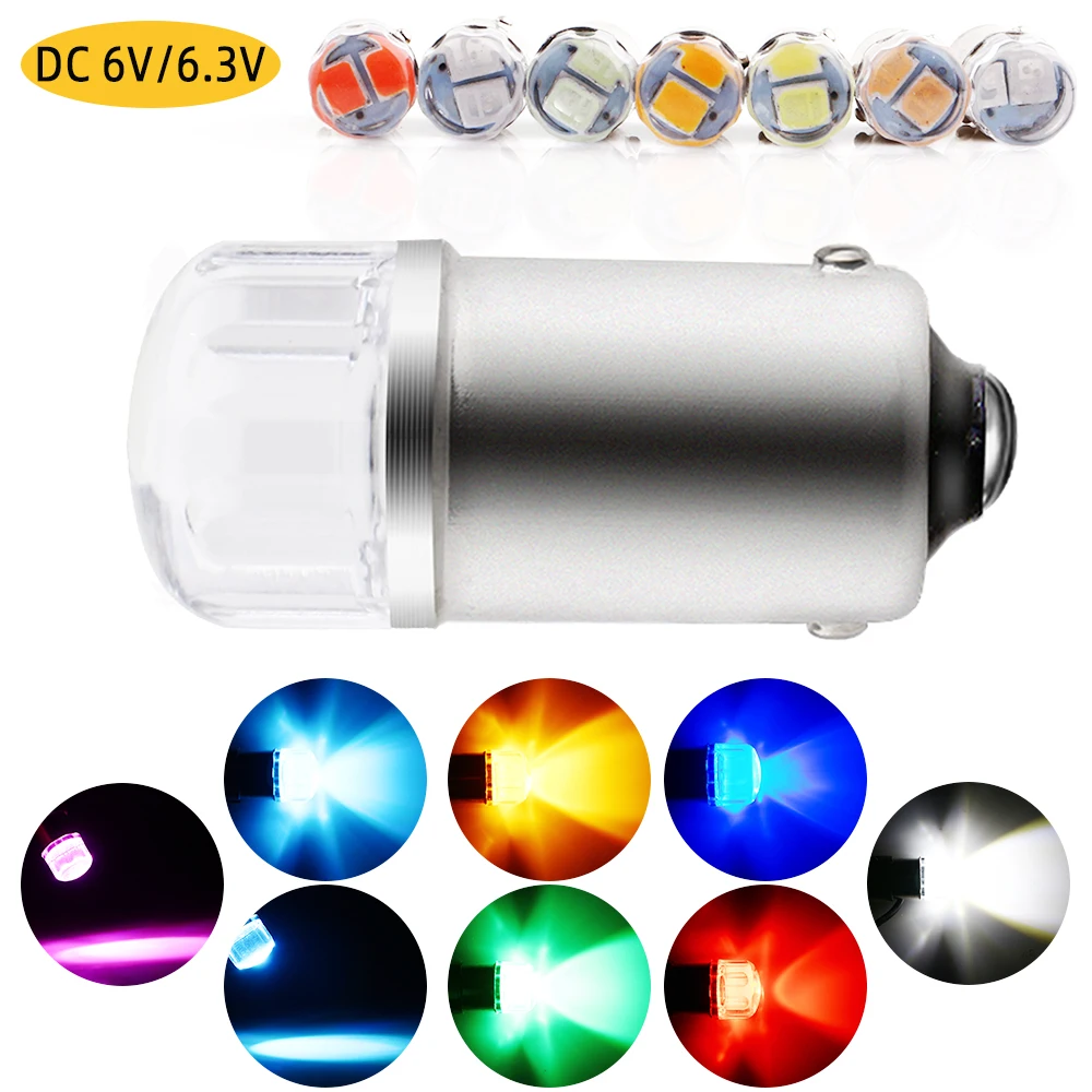 

50PCS DC 6.3V 6V GE44 47 1893 BA9S 5630 2 SMD Led Bulb Flashlight Pinball Machine Toy Game Car Warm White Blue Amber Waterproof