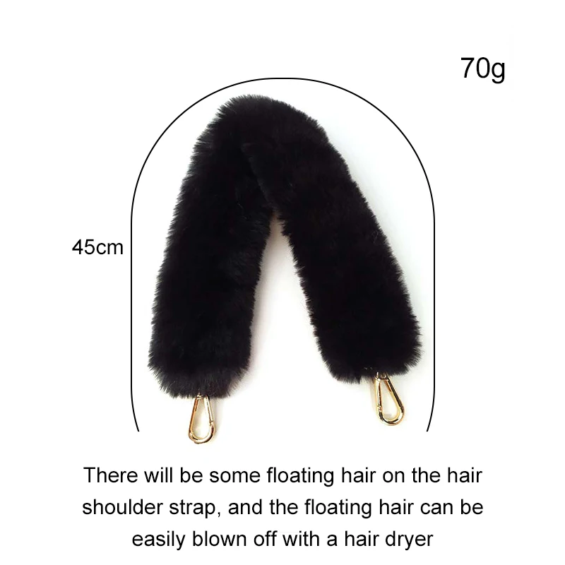 45CM Replacement Women Plush Bag Strap Shoulder Handbag Strap Belt Faux Fur Bag Belts Accessories Handbag Plush Decorative Chain