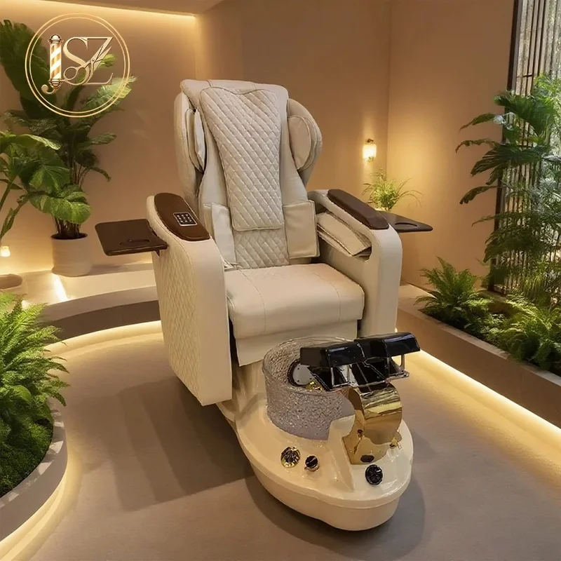 Luxury Modern Professional Throne Nail Manicure Foot Spa White Electric Pedicure Chair for Salon With Massage