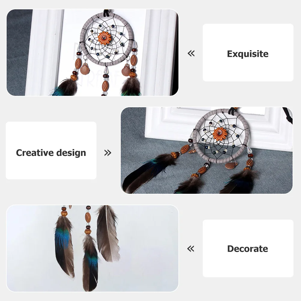 

1pcs Car Hanging Decoration Dream Catcher Pendant Handmade Plumes Unique Indoor Wall Window Bedroom Balcony Garden Decor
