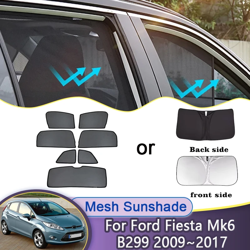 

Car Mesh Sun Visor For Ford Fiesta Mk6 Mark VI MK7 B299 2009~2017 5-door Sunshades Magnetic Window Shades Curtains Accessories