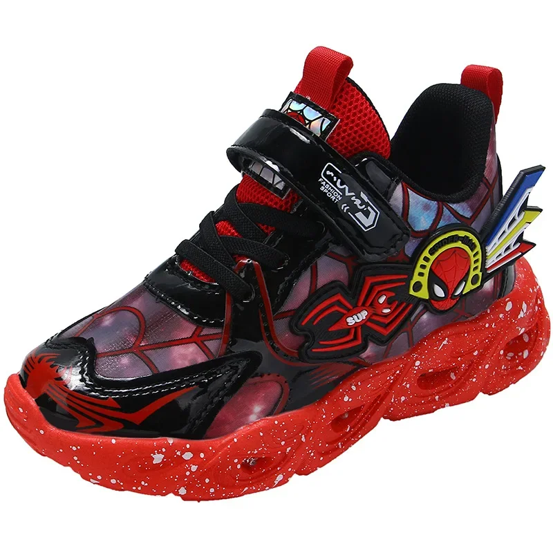 Ragazzi Spiderman Sneakers Disney LED scarpe sportive per bambini scarpe da studente moda antiscivolo scarpe da esterno per bambini scarpe in pelle