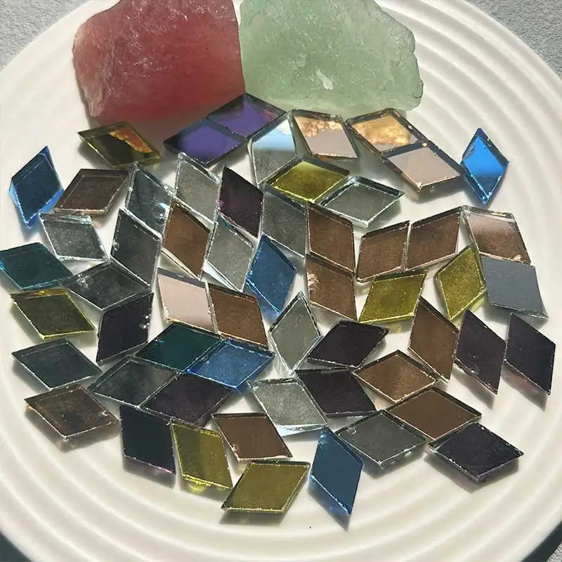 100 g Taobao Diamant-Rhombus-Form, Glasspiegel, Mosaikfliese, farbige Glasfliese, DIY-Mosaikherstellung, Kunst- und Handwerkszubehör 917