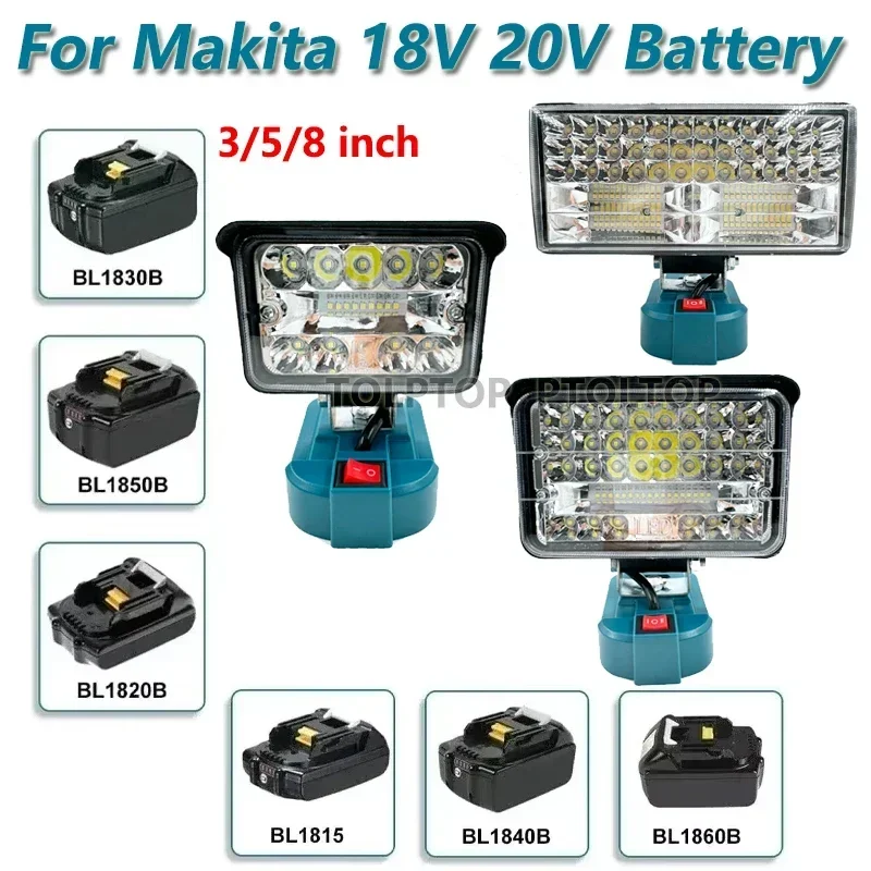 NEW Portable 3/5/8 inch LED work light flashlight for Makita 18V Li-ion battery powered BL1430 for emergency camping site lights