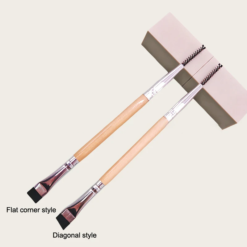 Brosse à sourcils peigne à cils pinceaux de maquillage double extrémité brosse plate/angle brosse Spoolie 2 en 1 ensemble de pinceaux à sourcils outil de maquillage