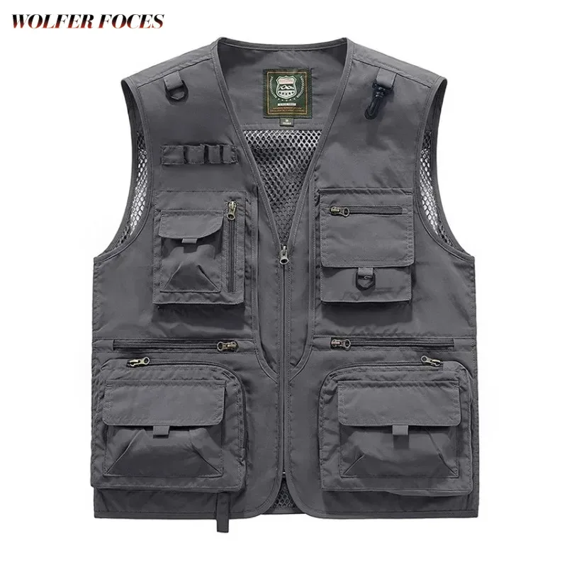 

Plus Hunting Sleeveless Professional Embroidered Size Outerwear Vest Jacket Work Tactical Photographer Waterproof Windbreaker