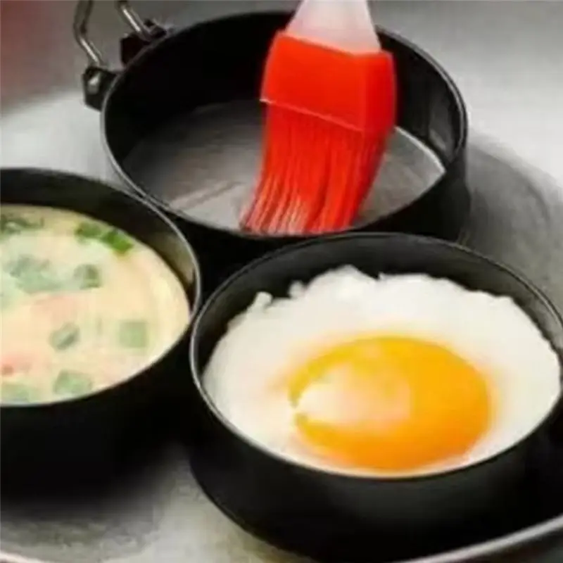 J1UL1N Round Meat Patty And Egg Omelette Stainless Steel Mold For Home Baking, Foldable Handle Kitchen Gadget