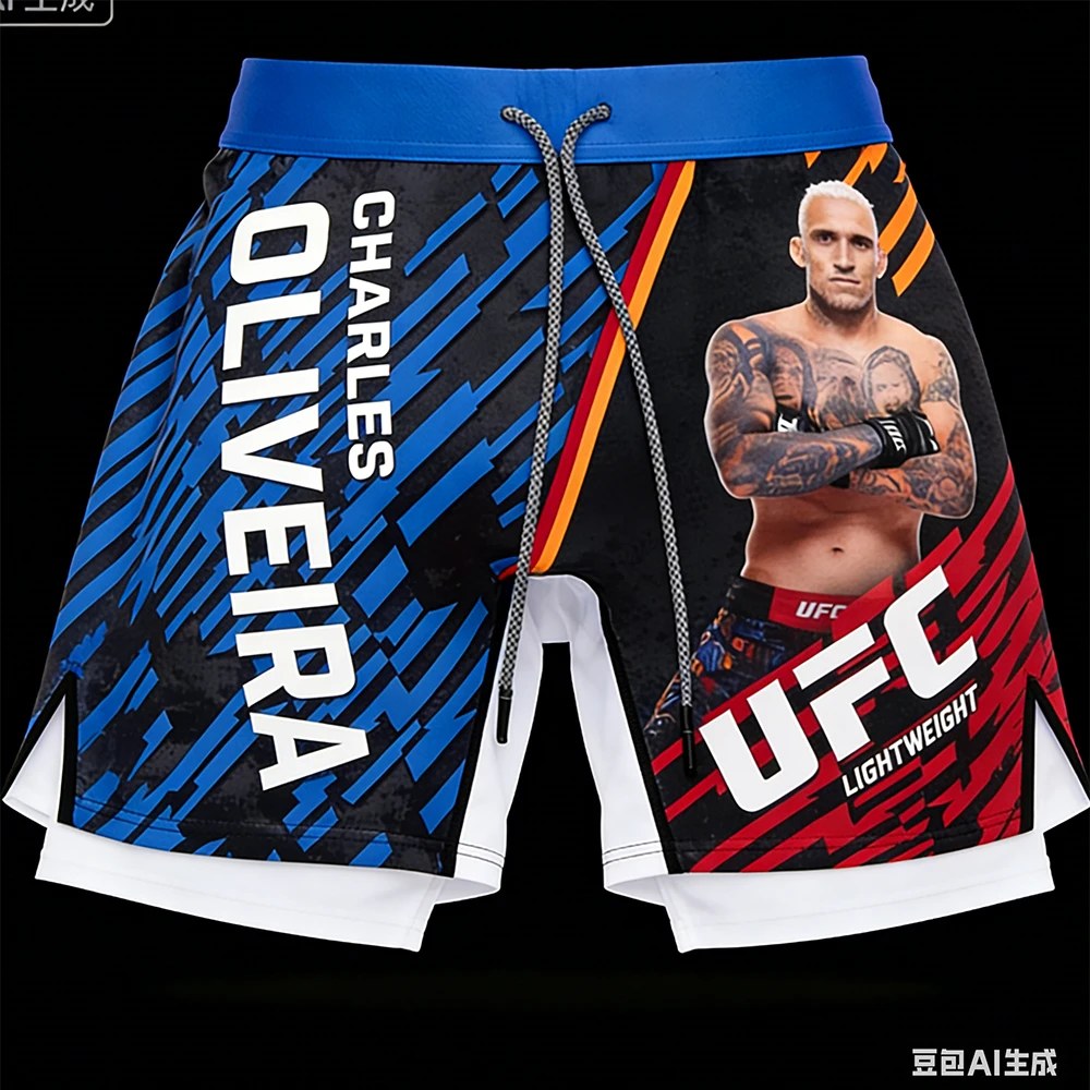 

Новые горячие шорты UFC 326 2026 года для мужчин, двухслойные, увеличенного размера, для фитнеса, единоборств, тренировок, ММА, бокса, спортивные шорты