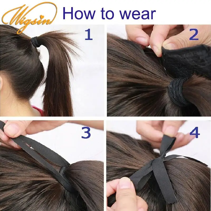 WIGSIN coleta sintética rizada kinky de 32 pulgadas con cordón y pinza, extensión negra y rubia para mujer 6