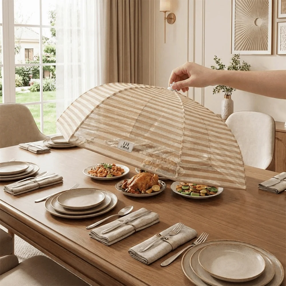 Umbrella-Style Mesh Food Cover Anti-Mosquito Insect-proof Food Preservation Cover Folding Washable Table Mesh Food Covers