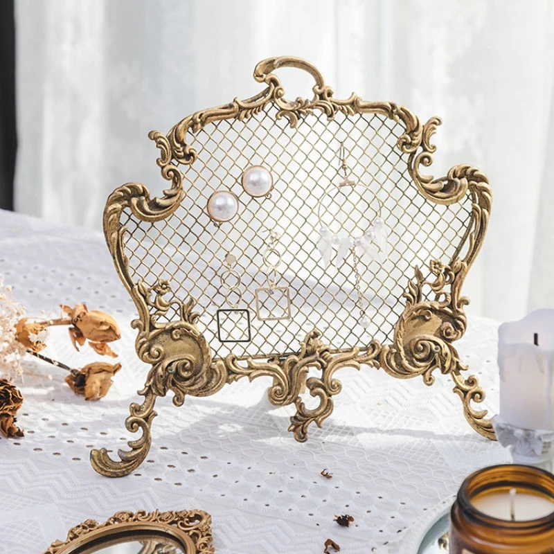 Necklace Jewelry Shelf Display Rack Baroque Gold Metallic Jewelry Tower, Earring Holder Organizer and Hanging Jewelry Organizer