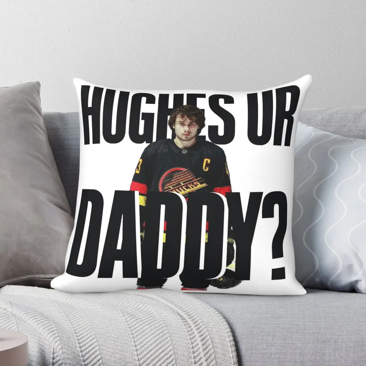 Quinn Hughes Ur Daddy Square Pillowcase Polyester Linen Velvet Pattern Zip Decorative Throw Pillow Case Home Cushion Cover