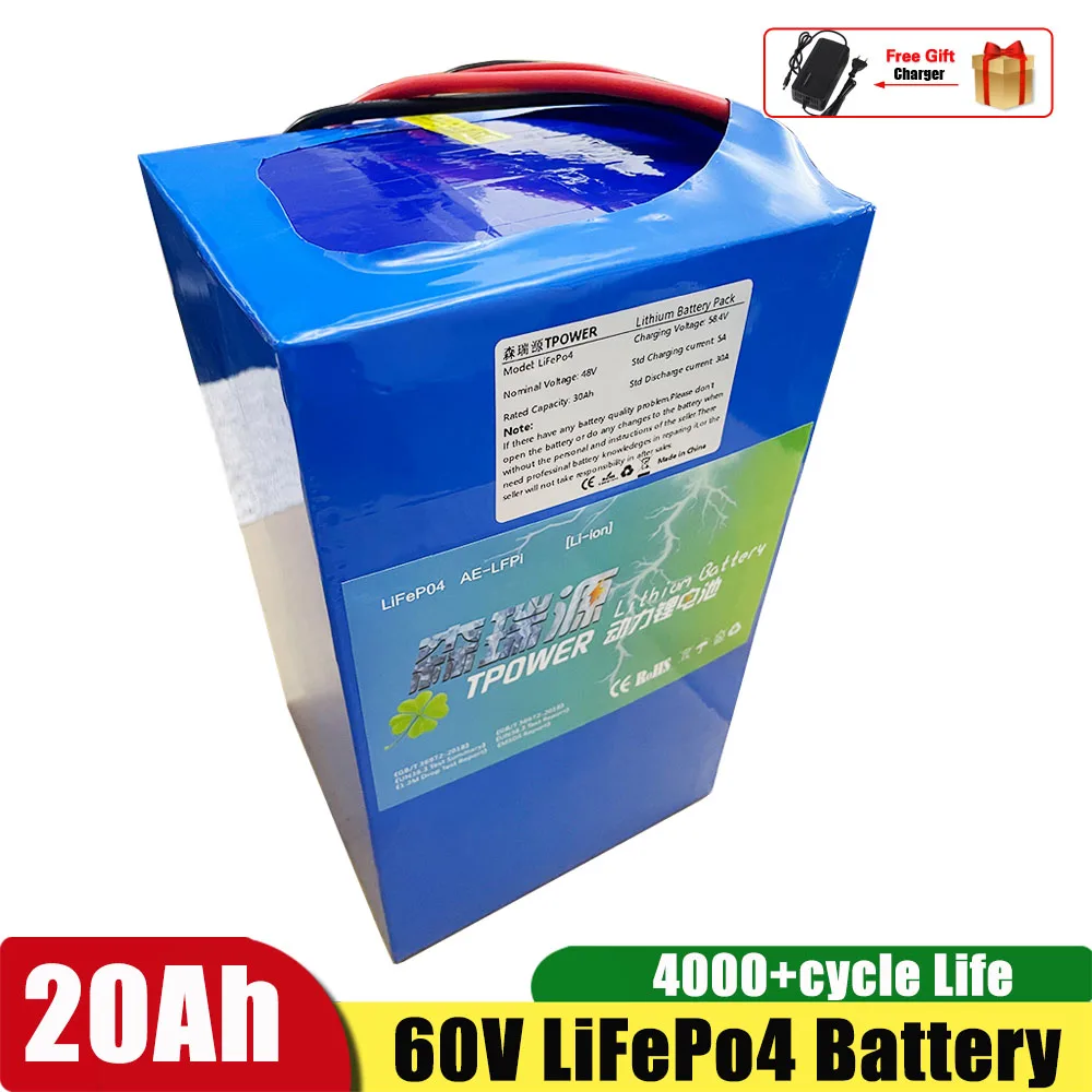 

Lifepo4 60V 20Ah lithium Iron Phosphate Battery Pack with BMS for Electric Vehicle Lithium Battery Electric Scooter