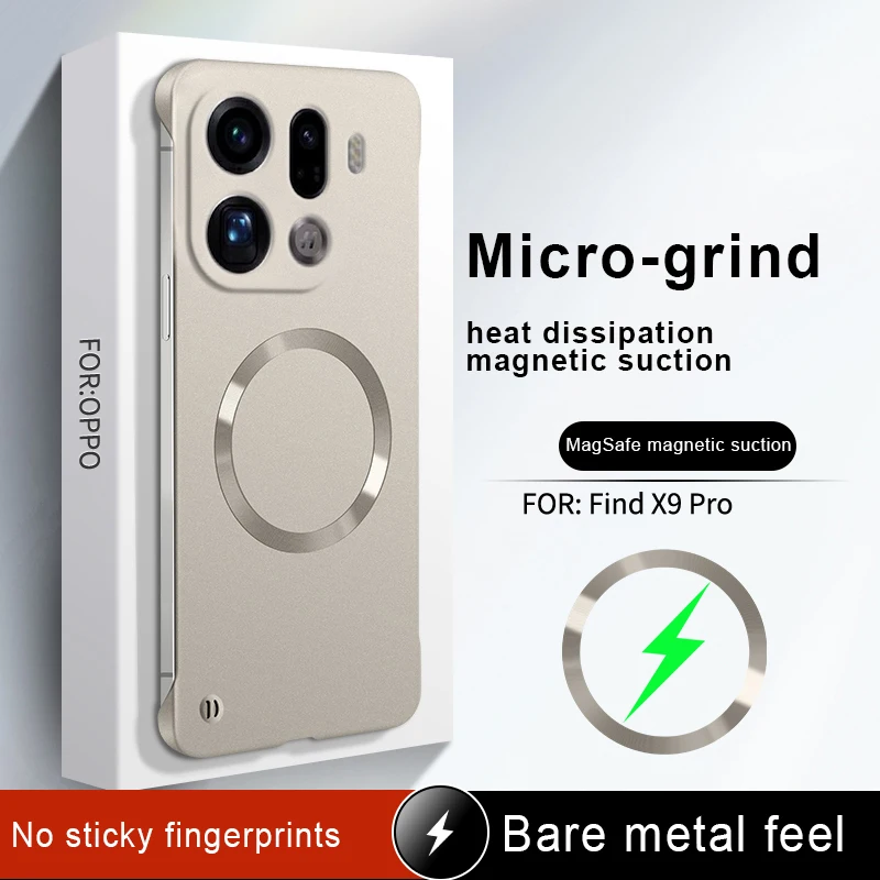 For OPPO Find X9 Pro Case Luxury Metallic Borderless Magnetic Cover For OPPO Find X9 Pro Shockproof Bumper Funda