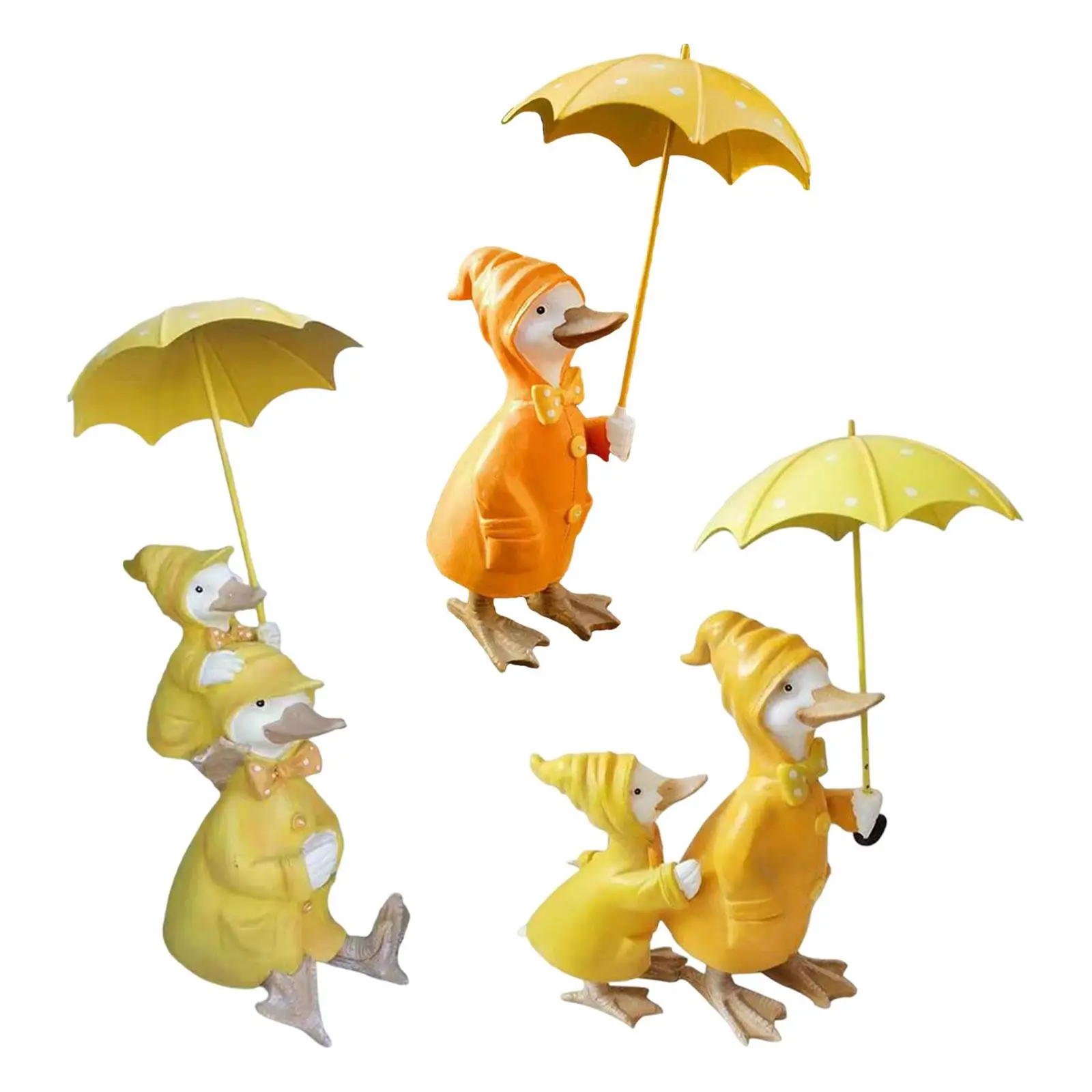 Duck Holding Umbrella Statue, Garden Decor, Resin Figurine, Animal Sculpture for