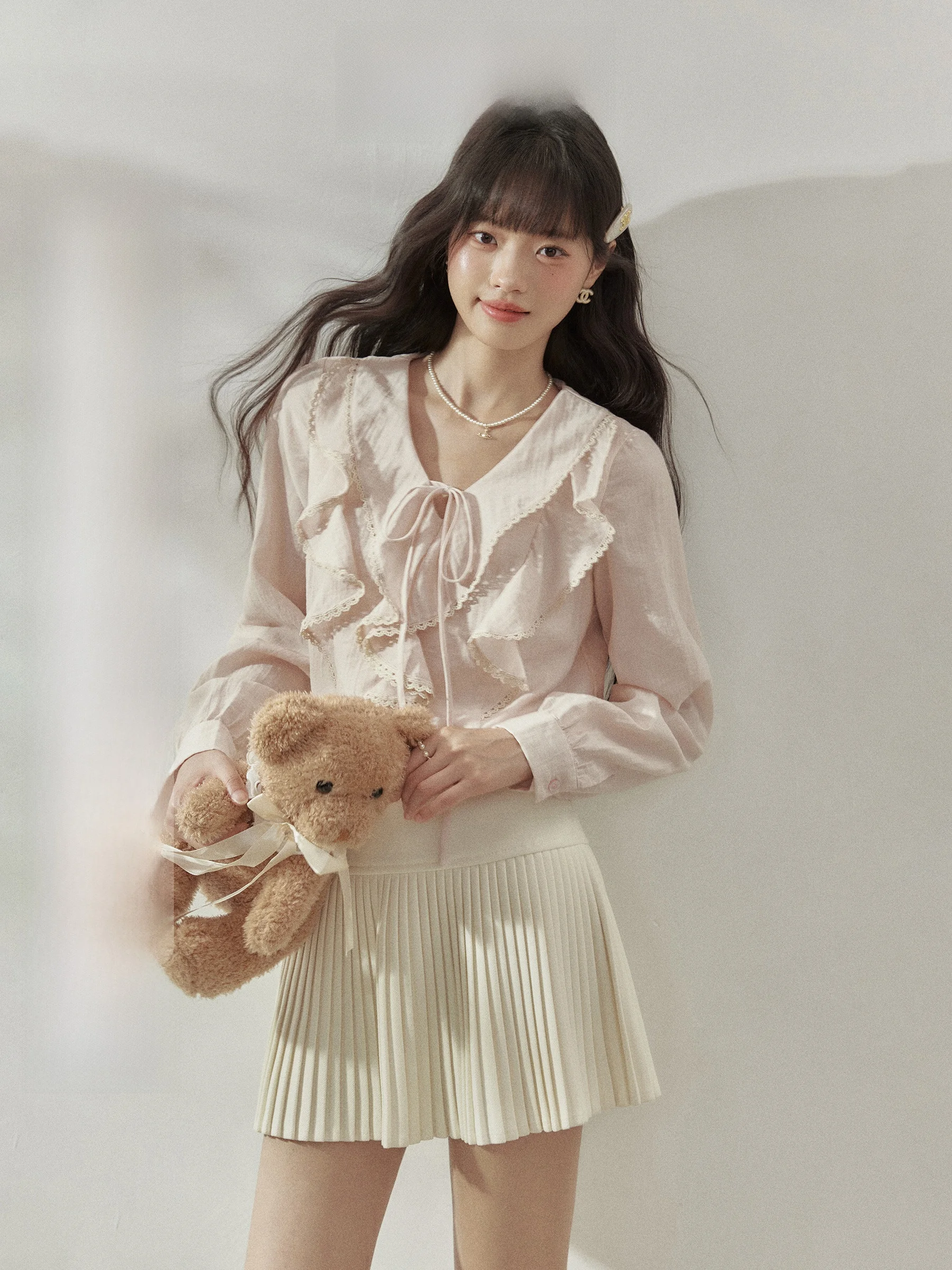 

Розовый женский топ ранней осени Faion Bouffant Sve, повседневный топ с застежкой на талии, теобеденный чай, тема