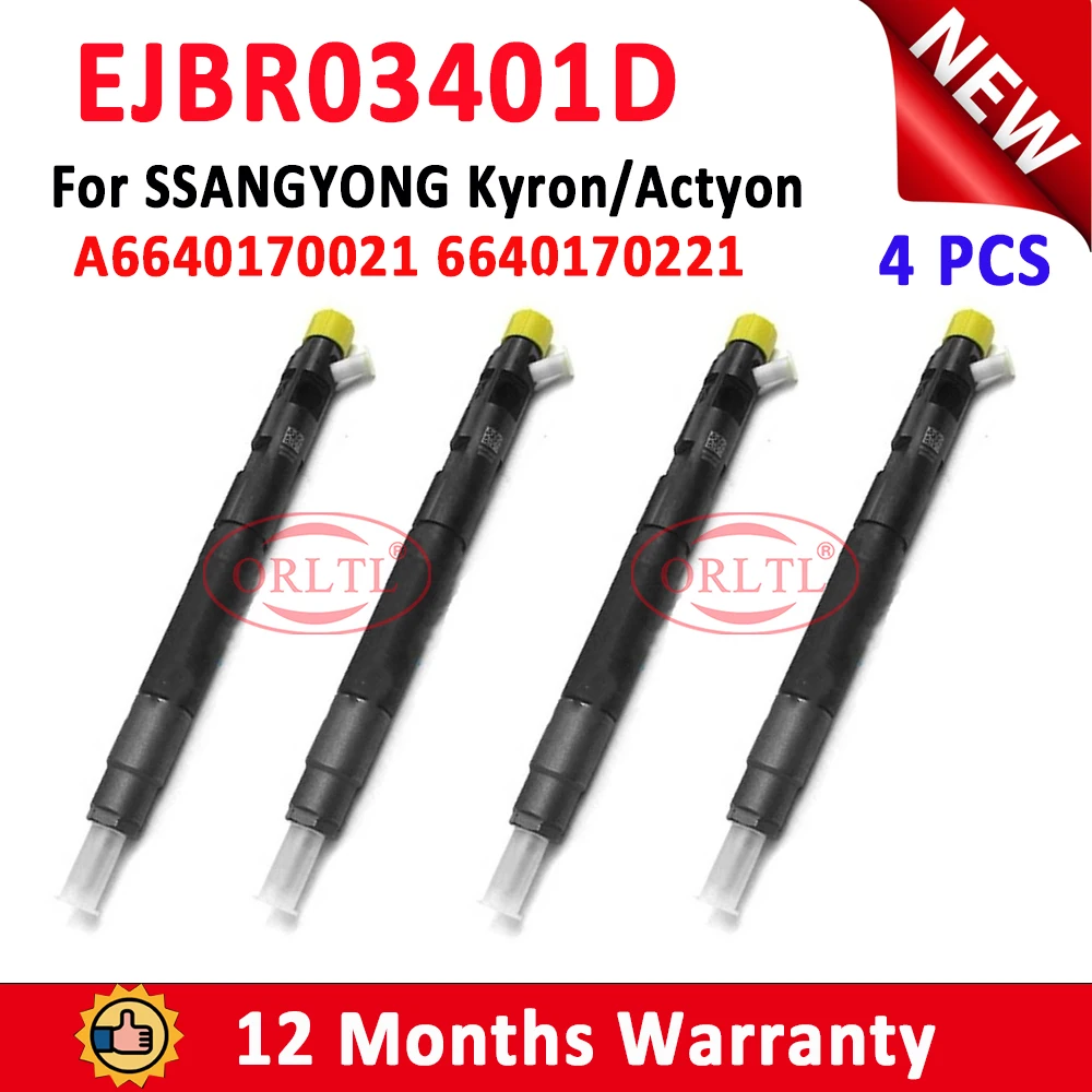 4 PIECES NEW EJBR03401D Diesel Injector A6640170021 Fuel Nozzle 3401D 6640170221 FOR Delphi SSANGYONG Actyon KYRON