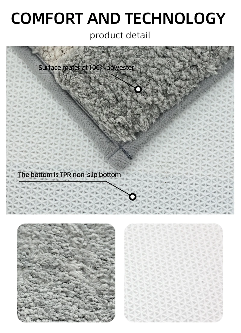 Badezimmerteppich Superabsorbierend Waschbare Bodenmatte Rutschfeste Matte Superfeine Faser Dicke Plüsch-Gummibodenmatte Plüsch-Duschvorleger – Detail 5