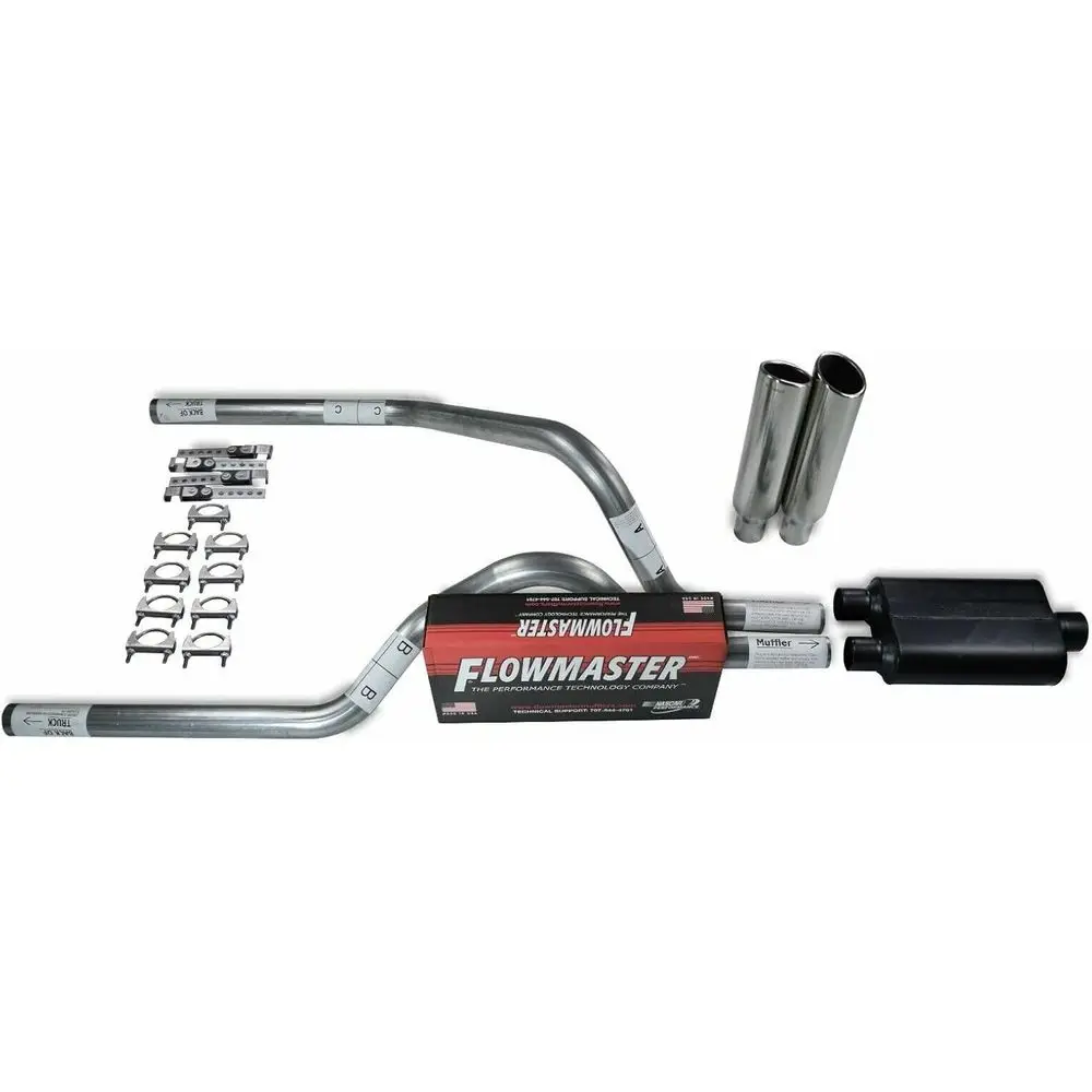 

Двойная выхлопная система 2.5 AL Pipe Lowmaster Super 44 с полированным гофрированным наконечником на зажимах