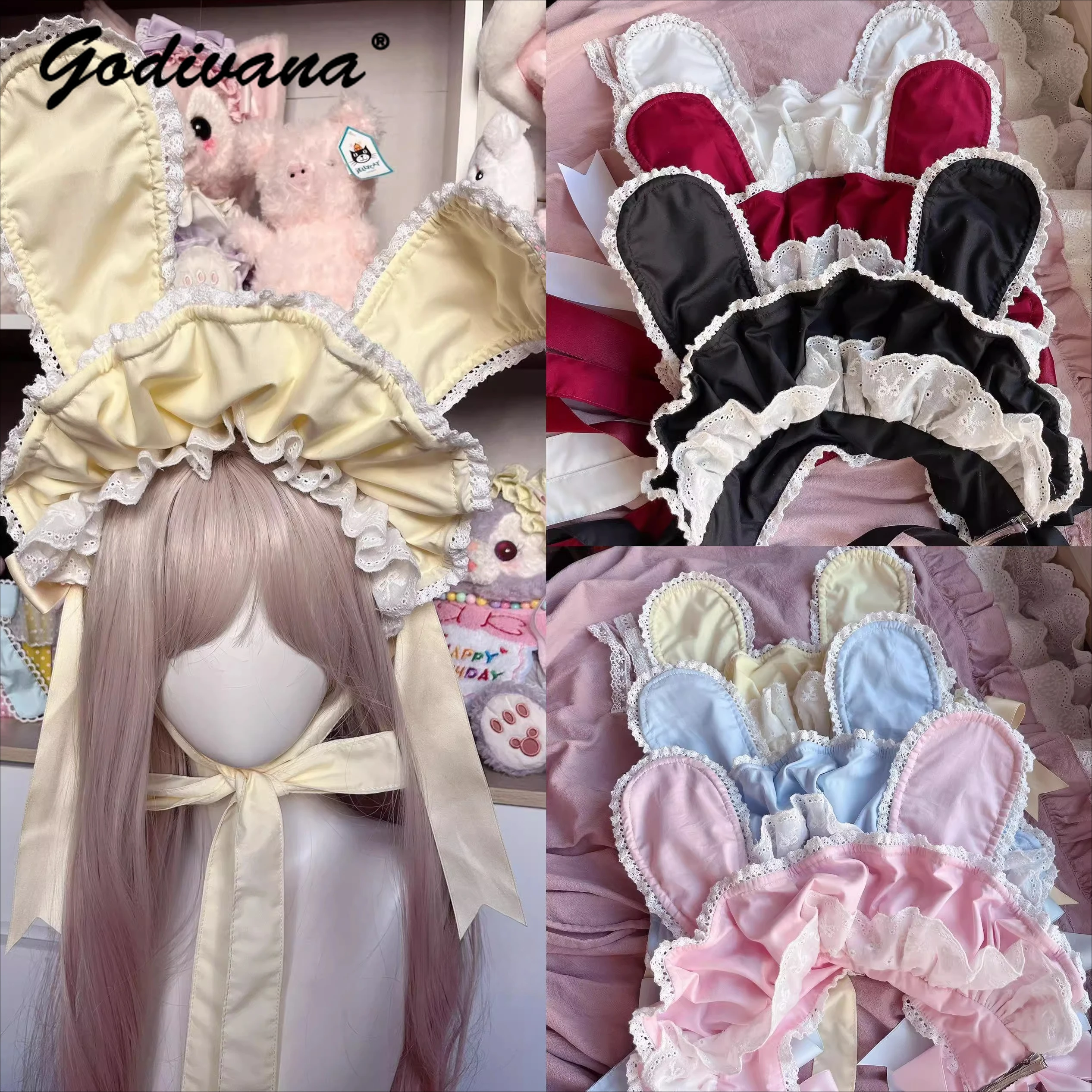 

Lolita Girl's Cute Rabbit Ears Bnt Cosplay Bow Bunny Doll Headband Multi Color Women's Hairband Headwear
