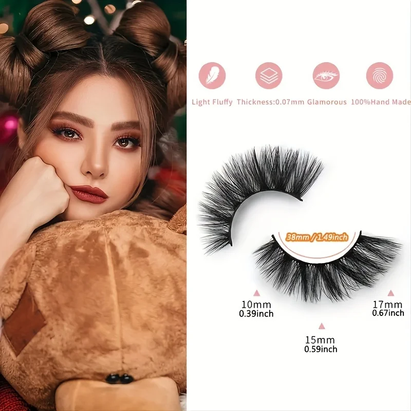 14 pares de pestañas postizas esponjosas 8D, ojos de mango naturalmente rizados con efecto 8D, adecuados para uso diario