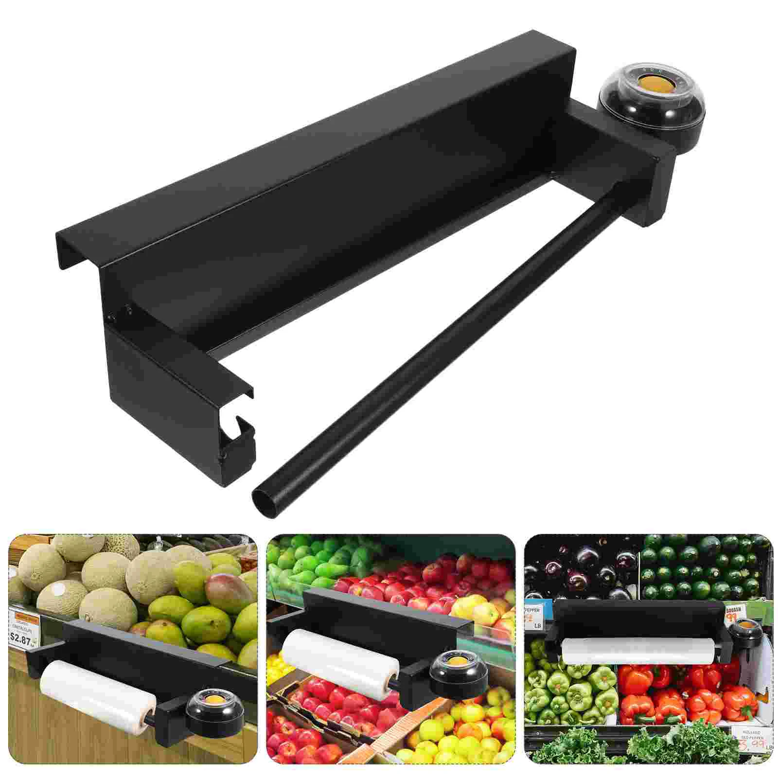 

Supermarket Roll Bag Hanging Grocery Holder Produce Retail Bracket Dispenser Stainless Steel Vegetable over The Cabinet