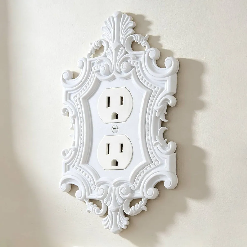 Plastic Switch Plate Cover Carved Toggle Light Decorative Wall Switch Frame Duplex Outlet Gothic Outlet Wall Plate