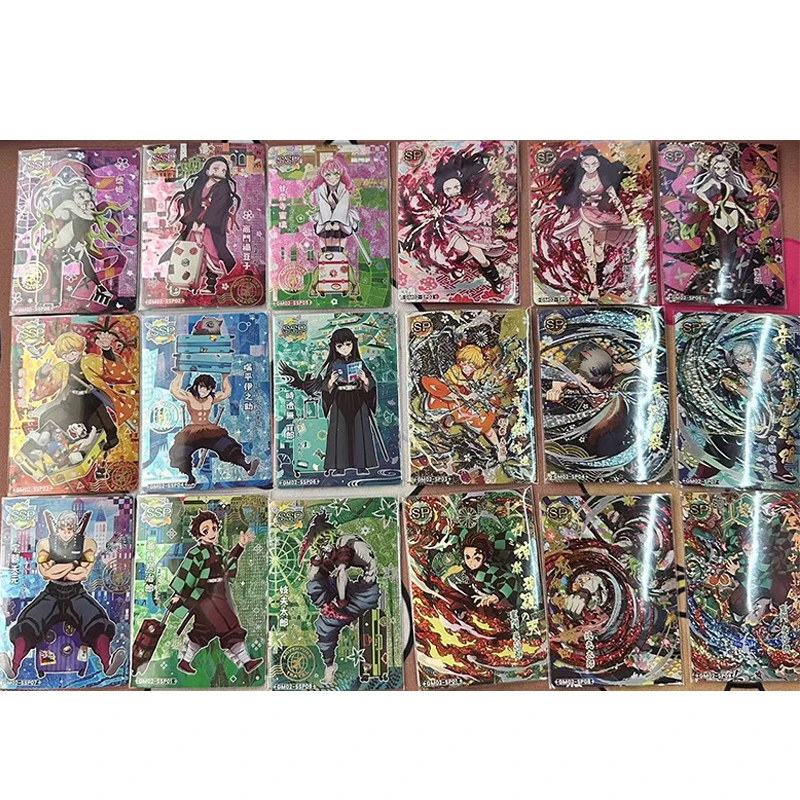 Anime Demon Slayer Kamado Tanjirou Nezuko Kanroji Mitsuri Daki Agatsuma Zenitsu Ssp Sp carte da collezione giocattoli regali di compleanno