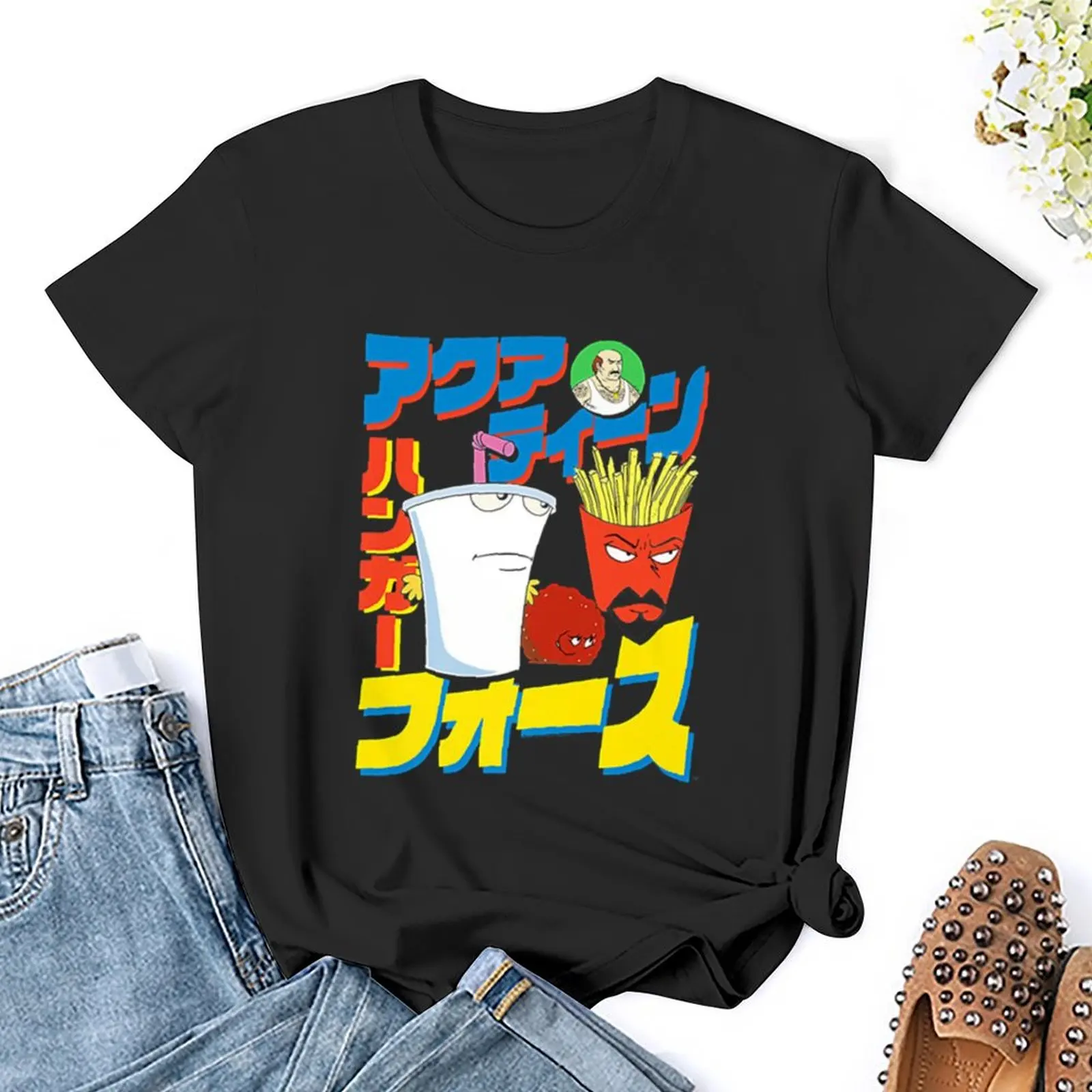 女性の夏のTシャツ,大きいサイズの服,韓国のファッショントップ,水筒の食品force (4)