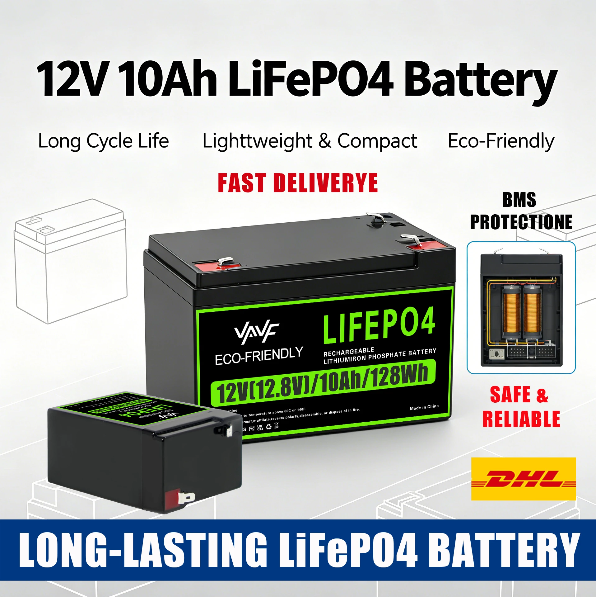 

Heavy-Duty LiFePO4 Battery 12V 10000mAh BatteryEngineered for Ups,Solar Battery Trolling Motors,RVs,and Solar Setups️