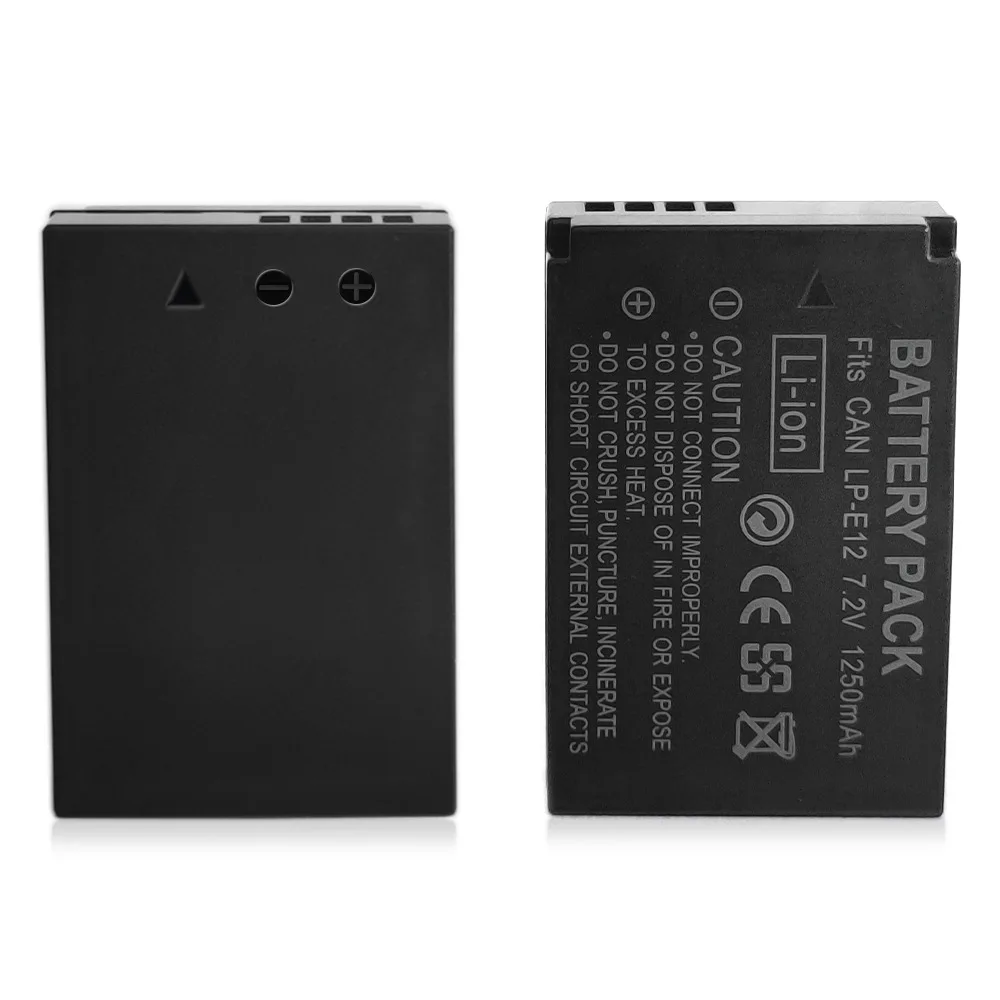 1250mAh 7.2V LP-E12 LPE12 E12 Battery for Canon EOS M3 M5 M6 200D 750D 760D T6i T6s 8000D, Kiss X8i Camera Batteries