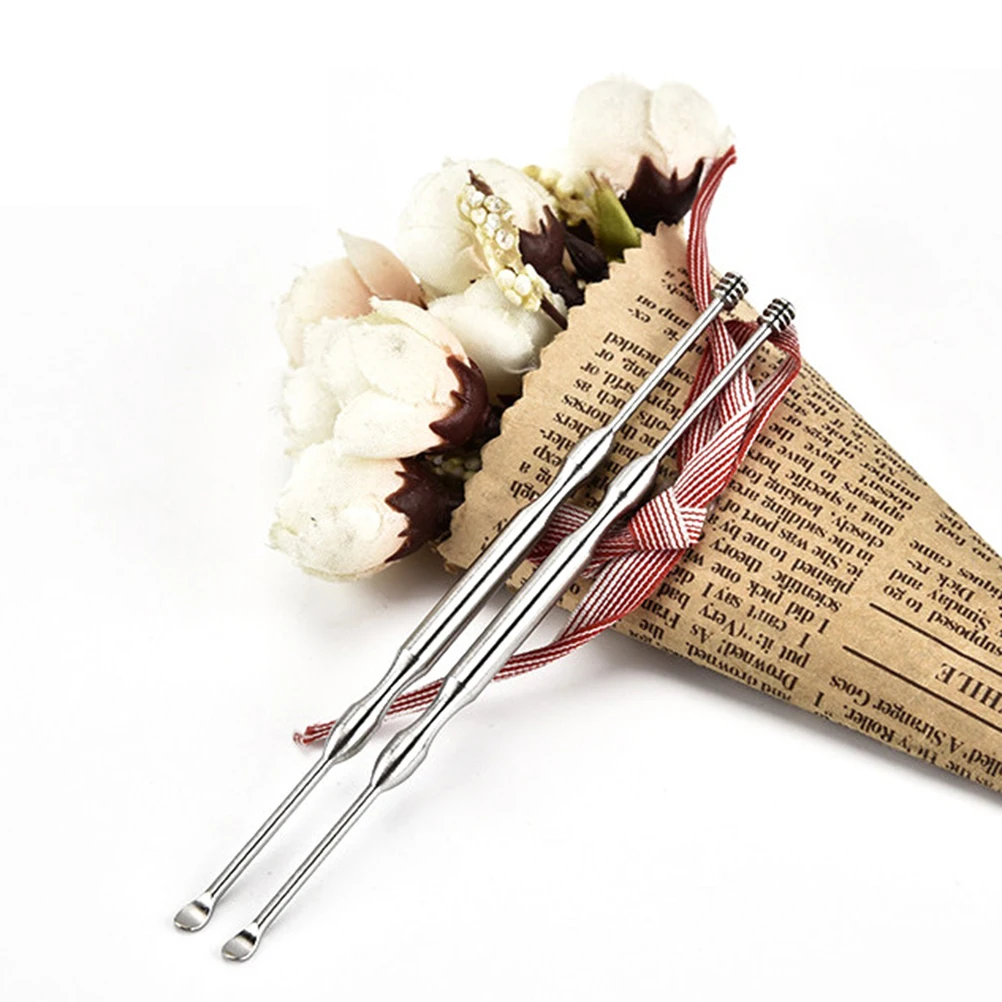 

2PCS Stainless Steel Ear Cleaner Spiral Massage Ear Spoon Rust-free Portable Home Use Wax Removal Tool Lightweight Durable Easy