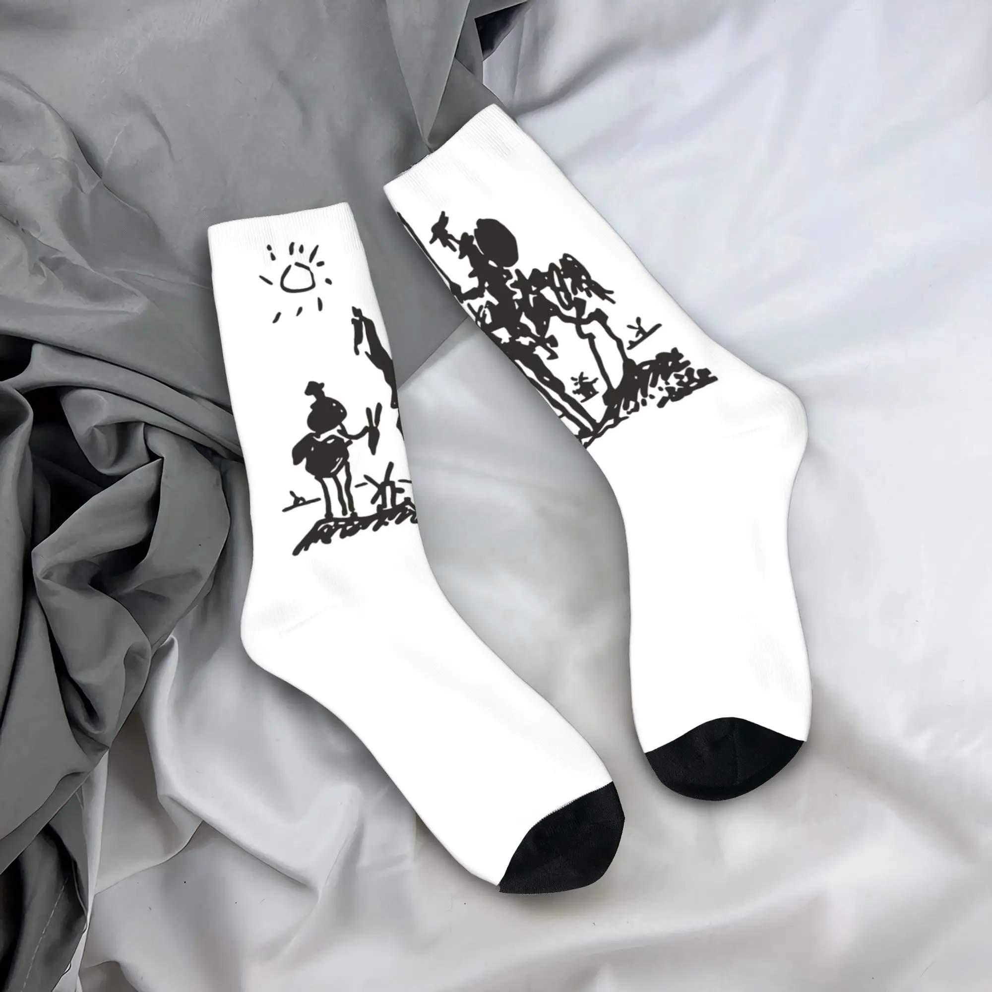 Calcetines divertidos para hombre, calcetines locos de Pablo Picasso, Don Quijote, arte surrealista, calcetines de alta calidad para mujer, primavera, verano, otoño e invierno