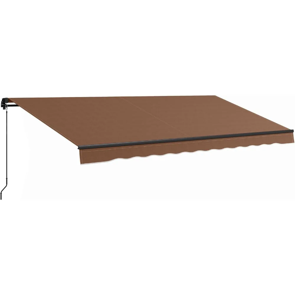 

16' x 10' Retractable Awning, Patio Awning Sunshade Shelter with Manual Crank Handle, 280gsm UV Resistant Fabric