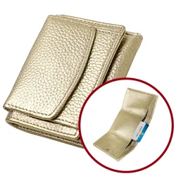 RFID Short Genuine Leather Wallet Women Coins and Cards Soft Real Cow Leather Purse Mini Ladies Clutch Bag