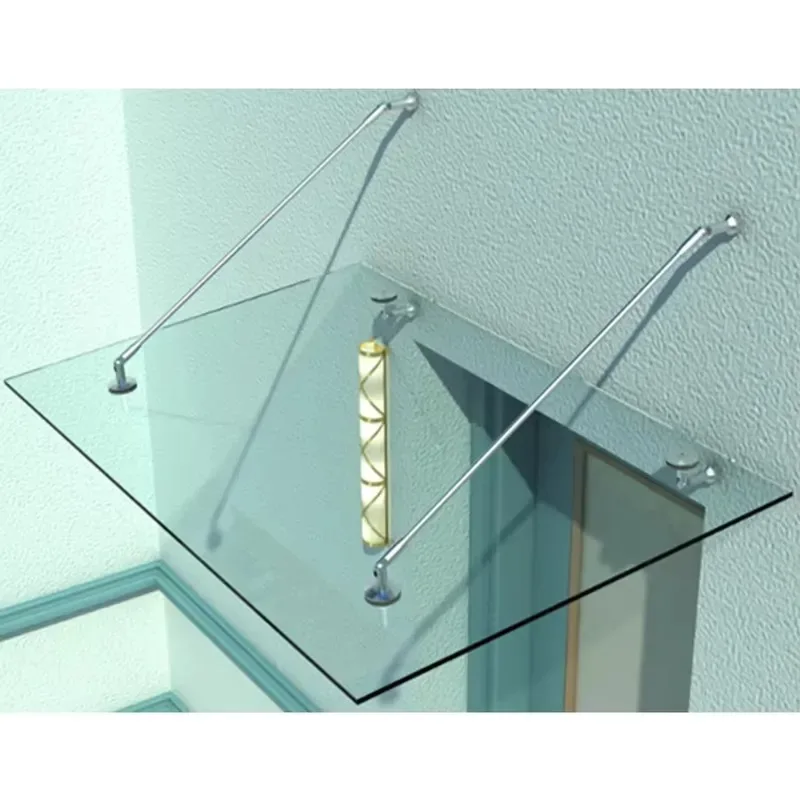 Outdoor Steel Frame Glass Canopy for Entrance Door Awning Weatherproof Transparent Roof Cover for Front Porch Patio