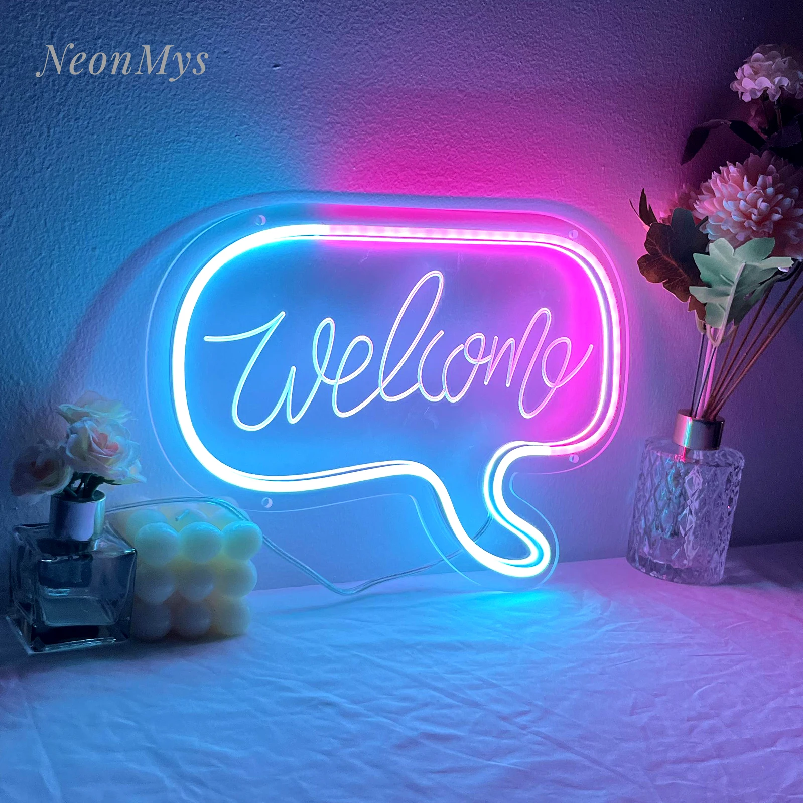 

Welcome Hello Led Carved Neon Lights Sign Wall Hanging Game Room Decor Aesthetic Wedding Party Night Light Acrylic Decoration