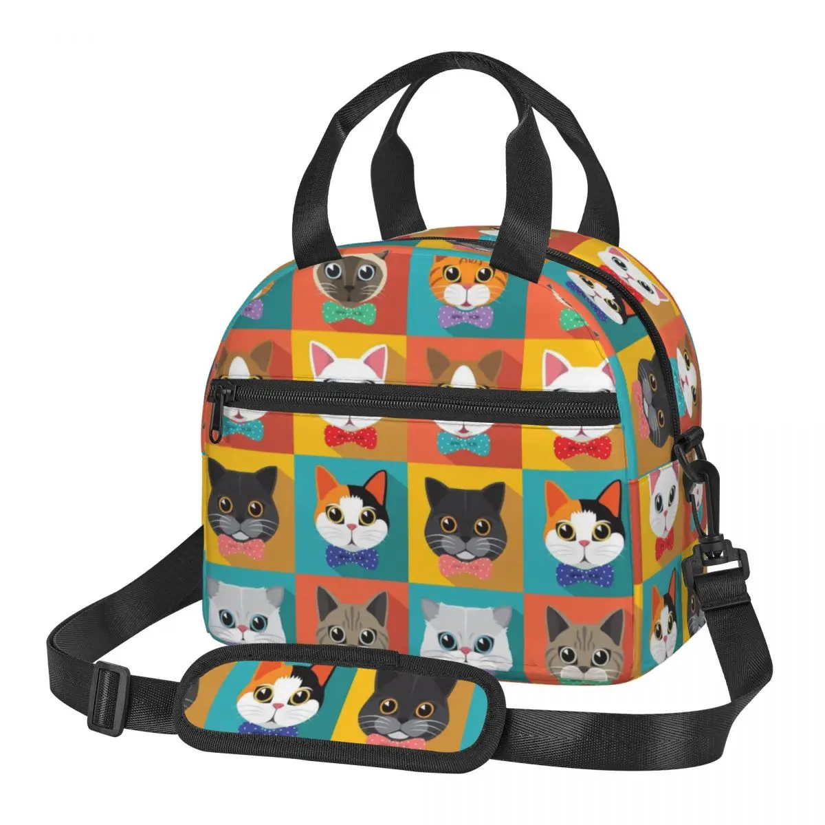 

Cartoon Cat Cartoon cat Lunch Bag Large Insulated Lunch Boxes with Adjustable Shoulder Strap for Women and men Kids Work Trip