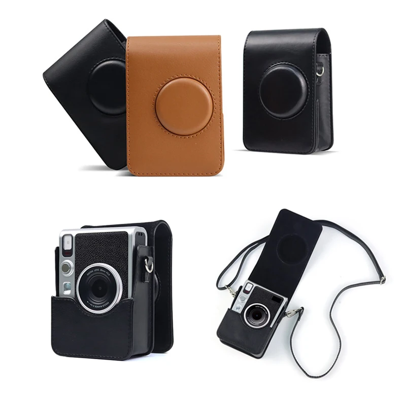 Camera Bag For Fujifilm Instax Mini EVO Instant Film Camera Case PU Leather Soft Silicone Cover Bag with Shoulder Strap