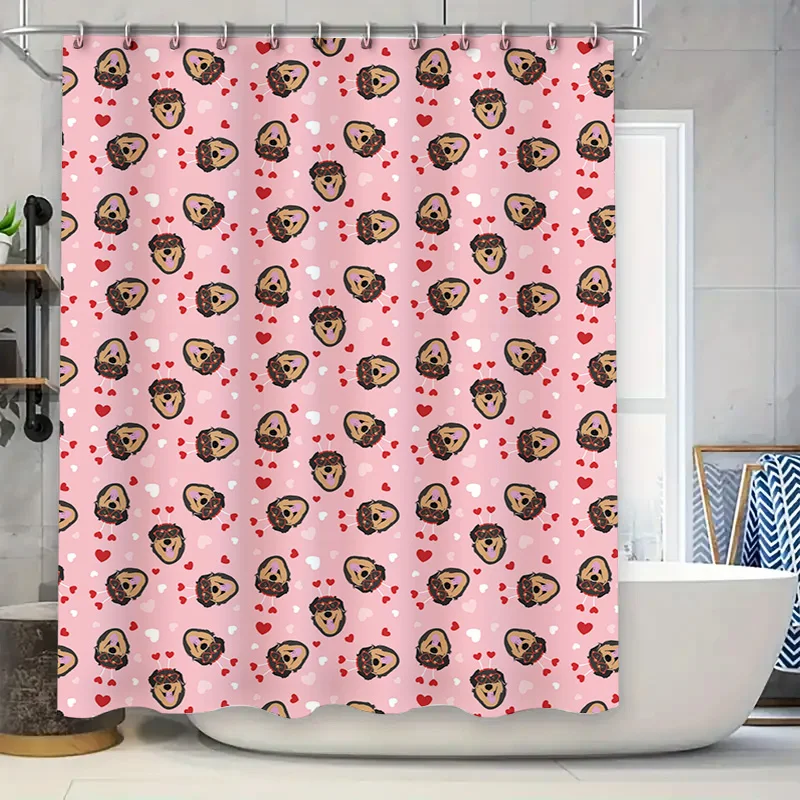 

Pink Shower Curtain featuring Cute Dog Donut Pattern for Bathroom Decor Perfect Gift for Dog Lovers