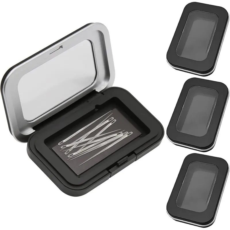 [NEW!A08R】 Transparent Acrylic Lid Magnetic Pin Holder Box(4Pcs), Strong Built-In Magnets Secures Pins Under 6.5Cm For Sewers