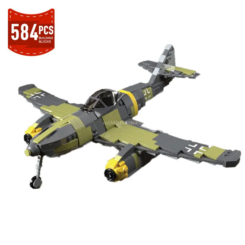 MOC Jet Powered Fighter Airplane 262 Model Building Blocks Set Military Weapons Aircraft Adult Assembly Bricks Toys Xmas Gifts