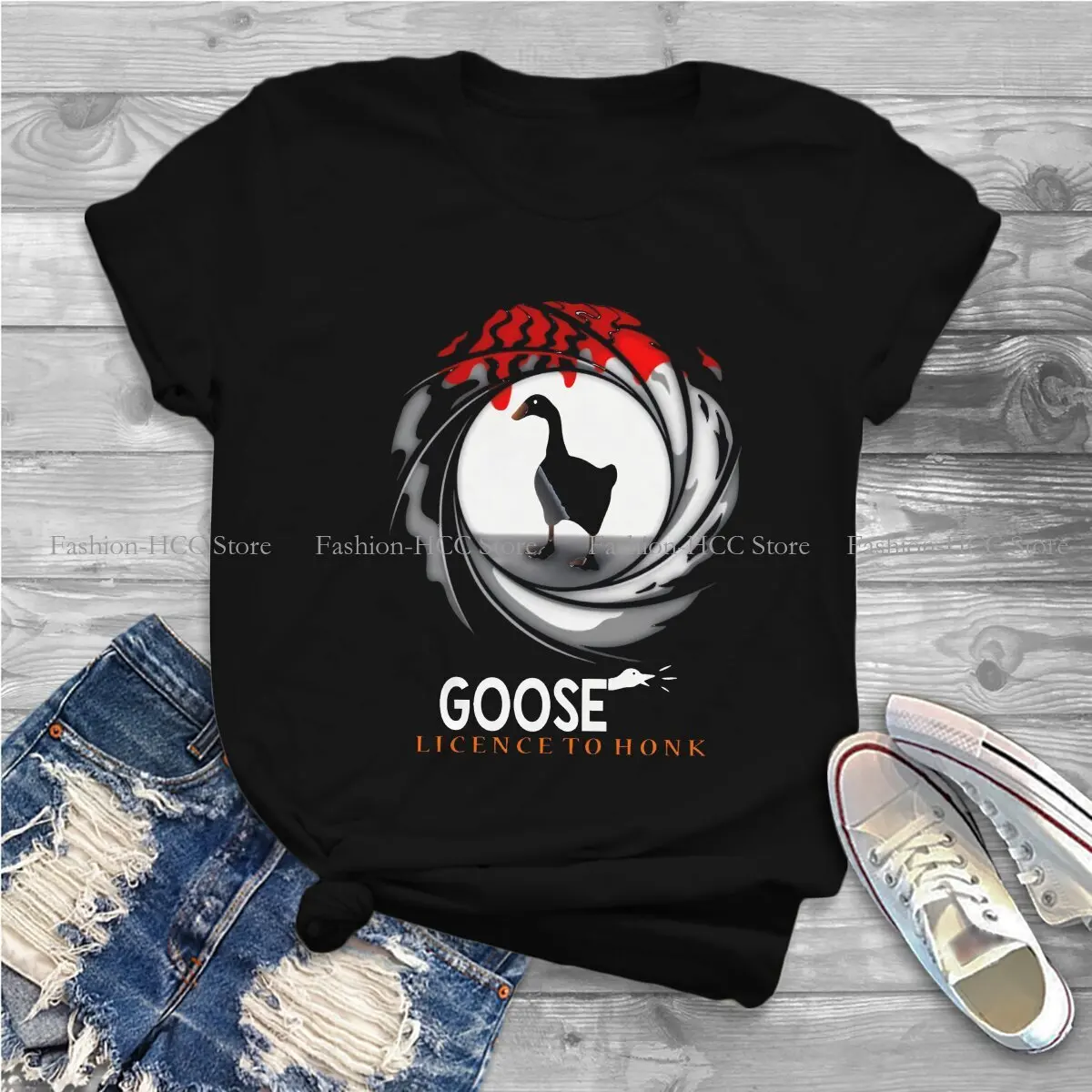 Untitled Goose Game Polyester TShirts Llicence To Honk  White Print Women's T Shirt New Trend Clothing