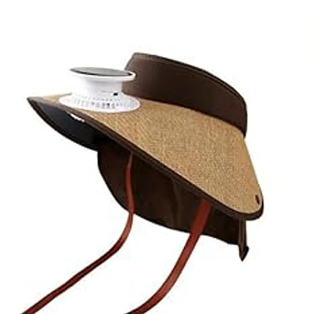 

Breathable Wide Brim Fan Hat UPF 50+ Straw Design Solar Powered Hat Wide Brim Solar Powered Rechargeable Fan Hat Hiking