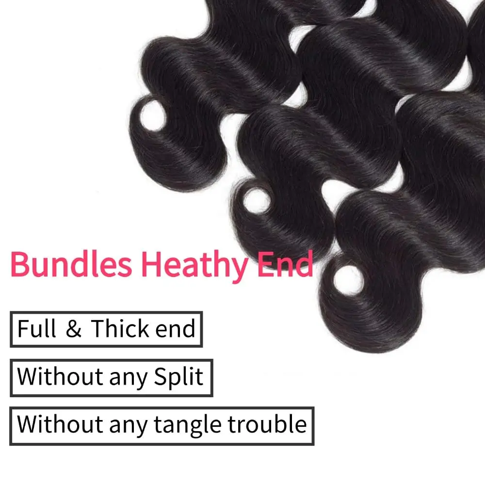 Bundles brésiliens de vague de corps de cheveux humains, 100% cheveux vierges non transformés, 3 faisceaux, 10A, 20 po, 22 po, 24 po